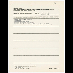 Agenda, summary and comments, minutes and attendance list for large apartment house buildings (LABS) meeting on April 21, 1964