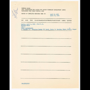 Minutes and attendance list for area #6 and Citizens Urban Renewal Action Committee (CURAC) Executive Committee meetings in April 1965