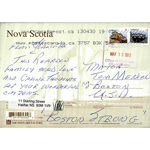 "Nova Scotia: Bluenos" (Mail sent to City of Boston)