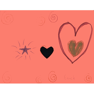 Pink hearts card of support from an Illinois student