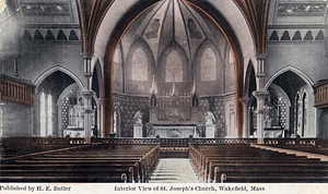 Interior view of St. Joseph's church, Wakefield, Mass.