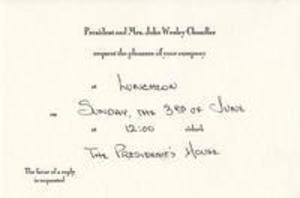 Invitation to President Chandler's Commencement Luncheon, 1984
