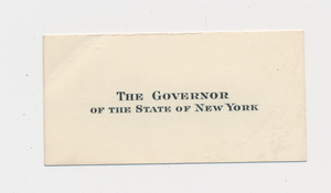 Ruth Burgess visitor card of The Governor of the State of New York