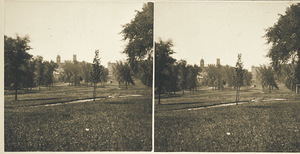 Looking across Town Common toward Amherst College