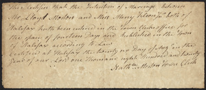 Marriage Intention of Lloyd Morton and Mercy Tilson, 1820