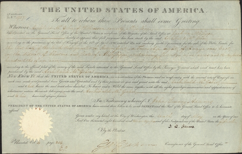 Land grant to Archibald McGehee, 1826 May 10