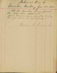 National Weir Co. Corporate Meeting Minutes 1900-1923