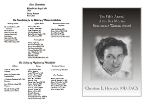 Invitation for the Alma Dea Morani Award ceremony for Christine Haycock