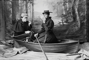 Marie Høeg Sits on a Boat with Tuss and Ingeborg Berg