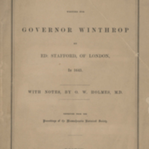Medical directions written for Governor Winthrop