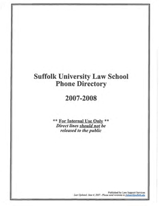 2007-2008 Suffolk University Law School Telephone Directory