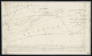 Plan and profile of a survey made for a railroad from Cam bridge crossing to connect with the Watertown branch r.r. / T. D. Randall, engineer.