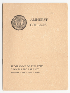 Amherst College Commencement program, 1915 June 30