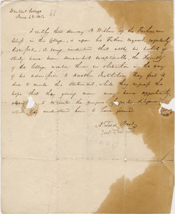 Nathan Lord certification regarding Harvey Backus Wilbur, 1835 June 23