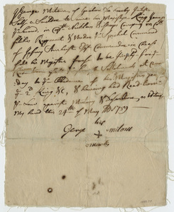 Attestation paper of George Milton, 1759 May 24