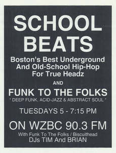 WZBC School Beats flyer for the radio show