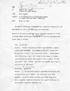 FY 83 Construction and Development Budget for Lowell Park and Lowell Commission