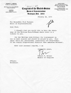 Letter to Paul Tsongas from Robert F. Drinan