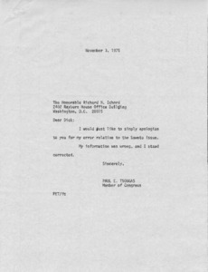 Letter to Richard H. Ichord from Paul E. Tsongas