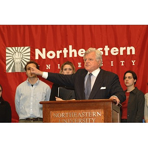 Senator Kennedy speaks at press conference on student financial aid cuts