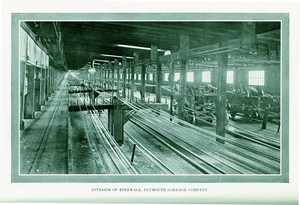 Interior of ropewalk, Plymouth Cordage Company, Plymouth, Mass., undated