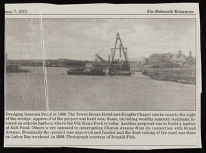 Photograph, "Dredging Deacons Pond in 1908," The Falmouth Enterprise, January 7, 2012