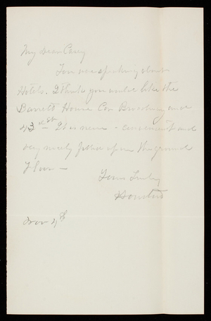 Houston to Thomas Lincoln Casey, November 4, 1886