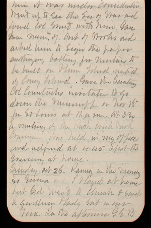 Thomas Lincoln Casey Notebook, October 1890-December 1890, 30,went [illegible] to see the sec of war and