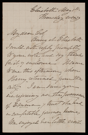 Alice W. Babcock to Thomas Lincoln Casey, May 1, 1884