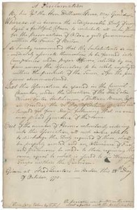 Proclamation by General William Howe (manuscript copy), 28 October 1775
