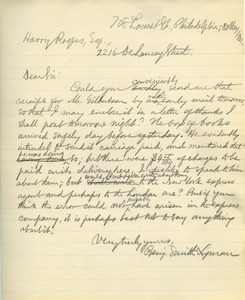 Letter from Benjamin Smith Lyman to Harry Rogers