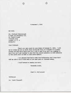 Letter from Mark H. McCormack to Michael Attenborough