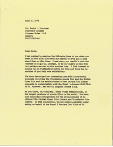 Letter from Mark H. McCormack to Andre J. Heiniger