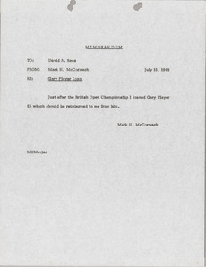 Memorandum from Mark H. McCormack to David A. Rees