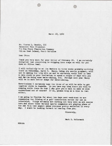 Letter from Mark H. McCormack to Theron L. Caudle, III