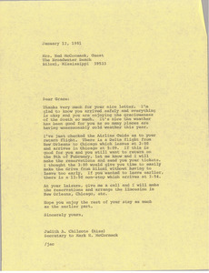Letter from Judith A. Chilcote to Grace McCormack