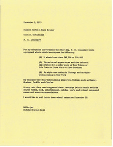 Memorandum from Mark H. McCormack to Hughes Norton and Hans Kramer