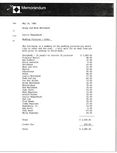 Memorandum from Laurie Roggenburk to Betsy Nagelsen McCormack and Mark H. McCormack