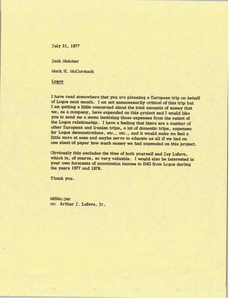 Memorandum from Mark H. McCormack to Jack Melcher