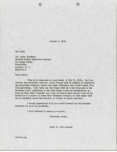 Letter from Mark H. McCormack to Brian Bradford