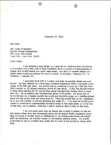 Letter from Mark H. McCormack to Arnold Palmer Enterprises