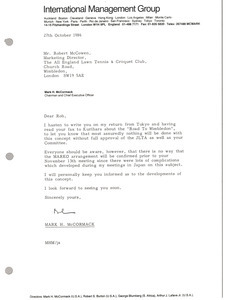 Letter from Mark H. McCormack to Robert McCowen