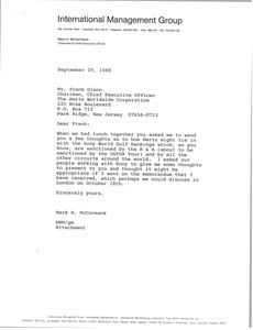 Letter from Mark H. McCormack to Frank Olson