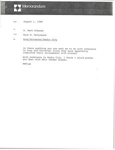 Memorandum from Mark H. McCormack to H. Kent Stanner