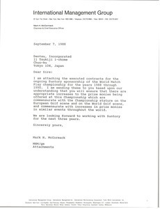 Letter from Mark H. McCormack to Dentsu Incorporated