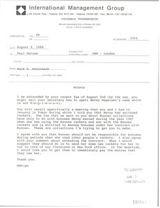 Fax from Mark H. McCormack to Paul Naruse