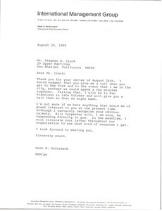 Letter from Mark H. McCormack to Stephen E. Clark