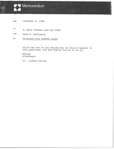 Memorandum from Mark H. McCormack to H. Kent Stanner