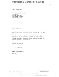 Letter from Mark H. McCormack to Elliott Bernerd
