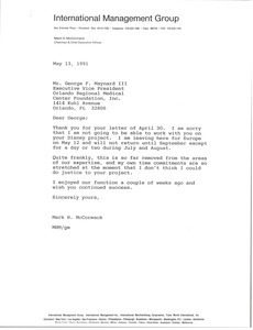 Letter from Mark H. McCormack to George F. Maynard III